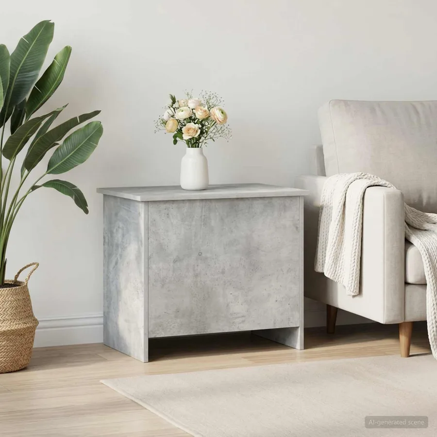 Coffre de rangement avec stockage Gris béton 60 x 40 x 50 cm - 4