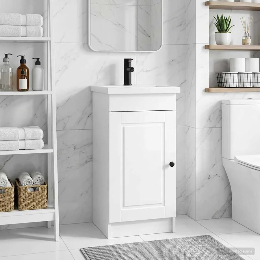 Meuble de salle de bain avec évier Blanc brillant