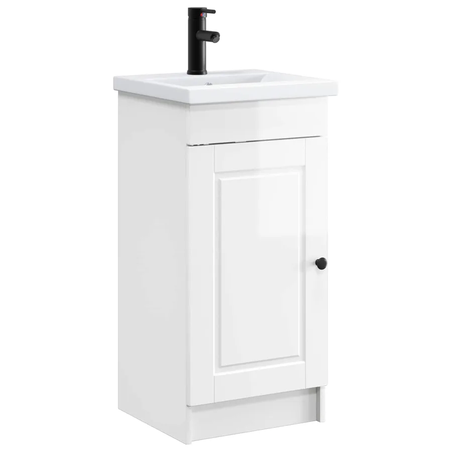 Meuble de salle de bain avec évier Blanc brillant - 2