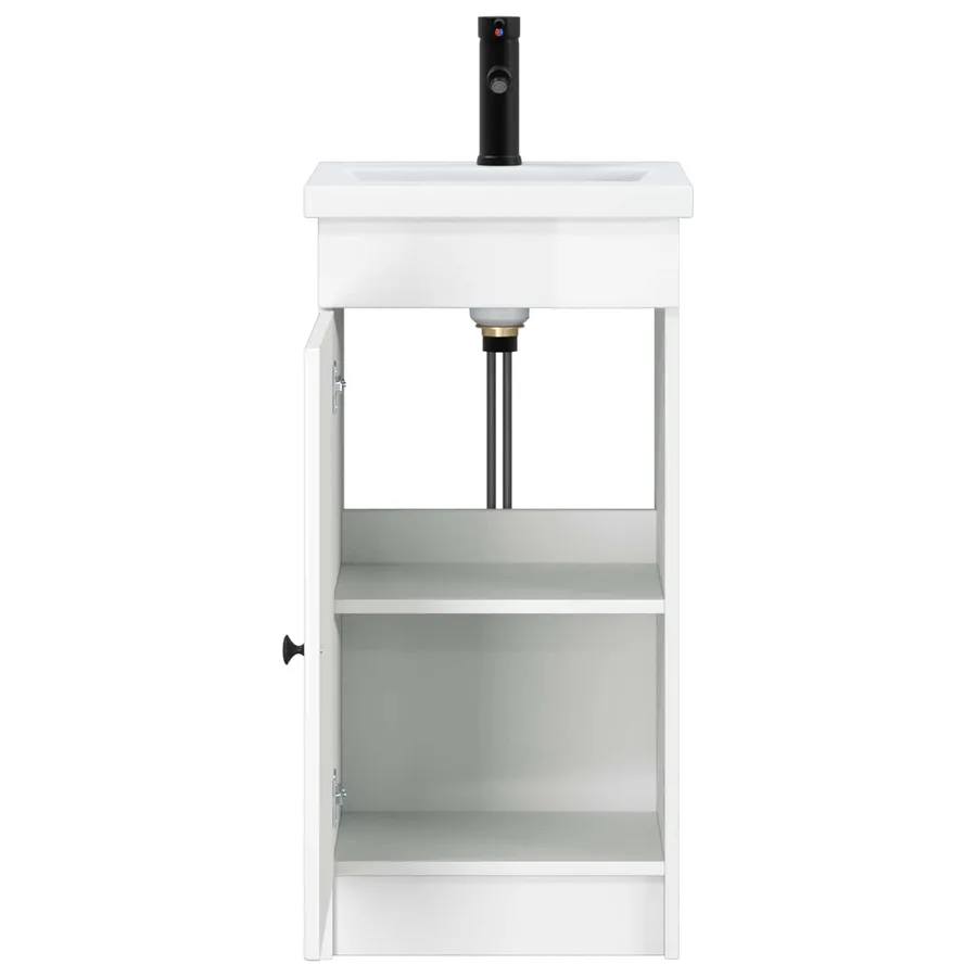 Meuble de salle de bain avec évier Blanc brillant - 4
