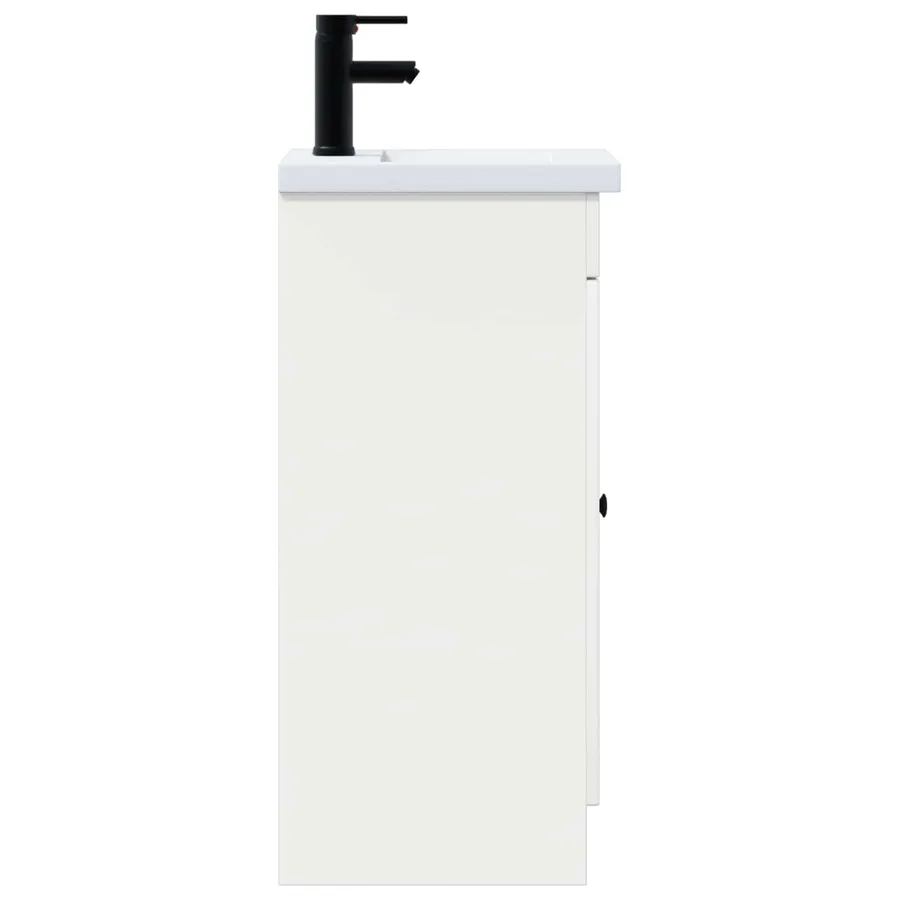 Meuble de salle de bain avec évier Blanc brillant - 5