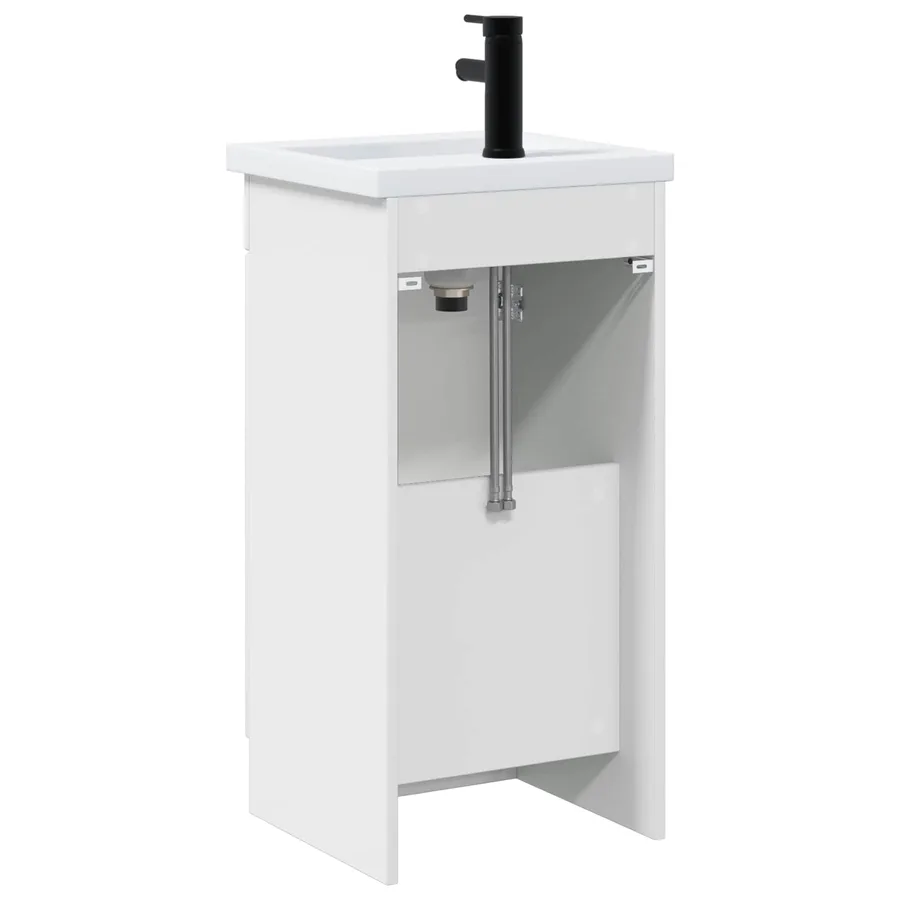 Meuble de salle de bain avec évier Blanc brillant - 6