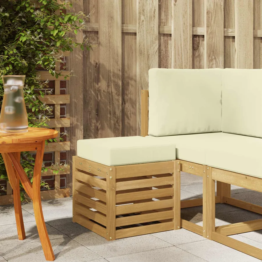 Banc de Jardin Blanc 43 x 43 x 45 cm Bois d'Acacia Massif