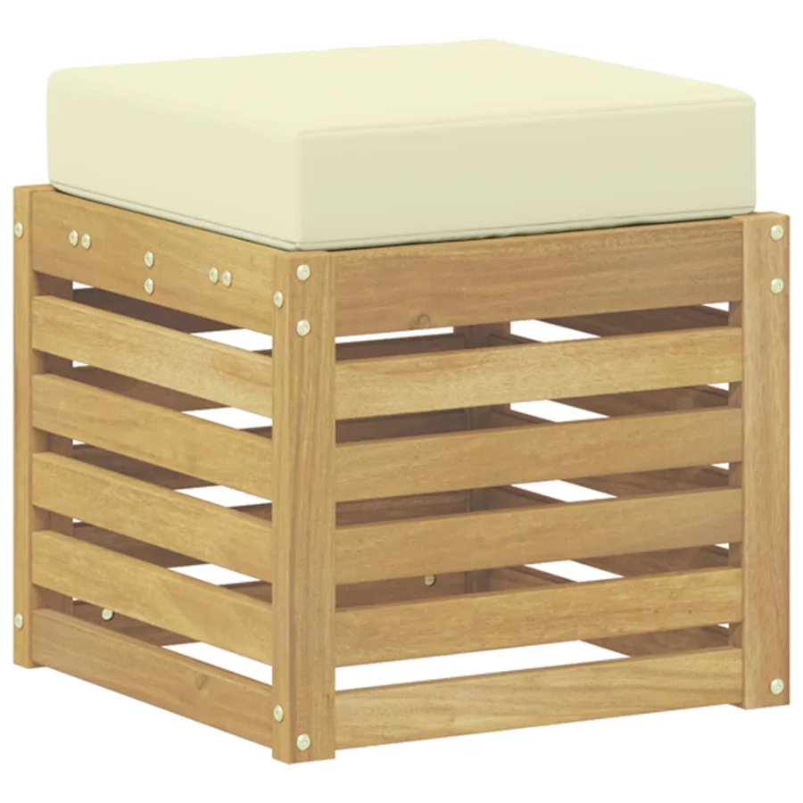 Banc de Jardin Blanc 43 x 43 x 45 cm Bois d'Acacia Massif - 2