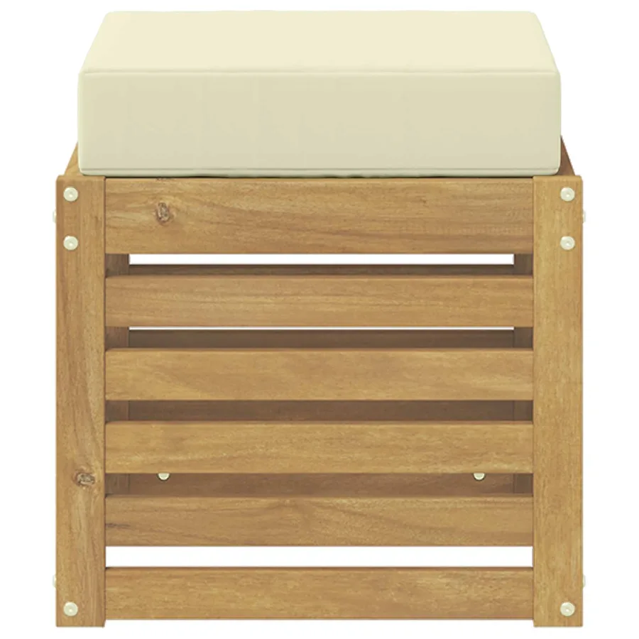Banc de Jardin Blanc 43 x 43 x 45 cm Bois d'Acacia Massif - 3