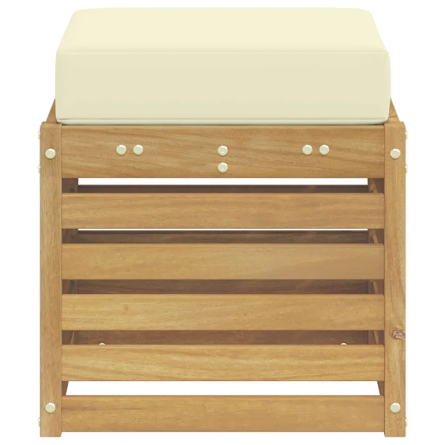 Banc de Jardin Blanc 43 x 43 x 45 cm Bois d'Acacia Massif - 4