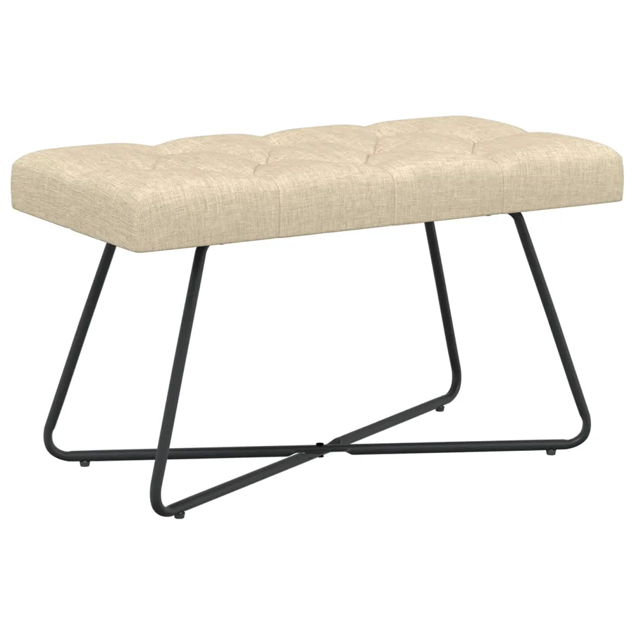 Banc avec capitonnage bouton Crème 80 x 40 x 46 cm Tissu - 2
