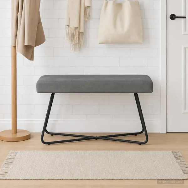banc Gris foncé 80 x 40 x 45 cm Velours