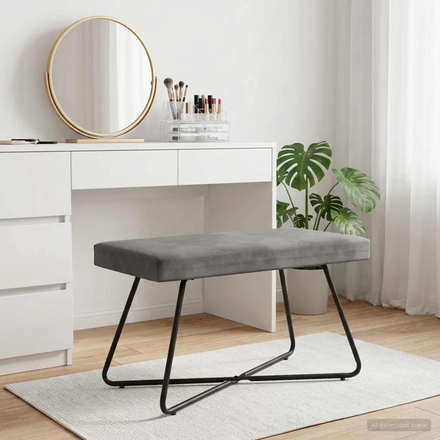 banc Gris foncé 80 x 40 x 45 cm Velours - 3
