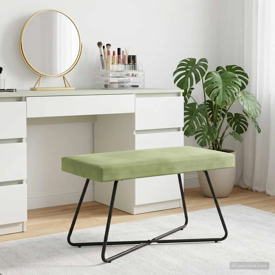 banc Vert clair 80 x 40 x 45 cm Velours - 3
