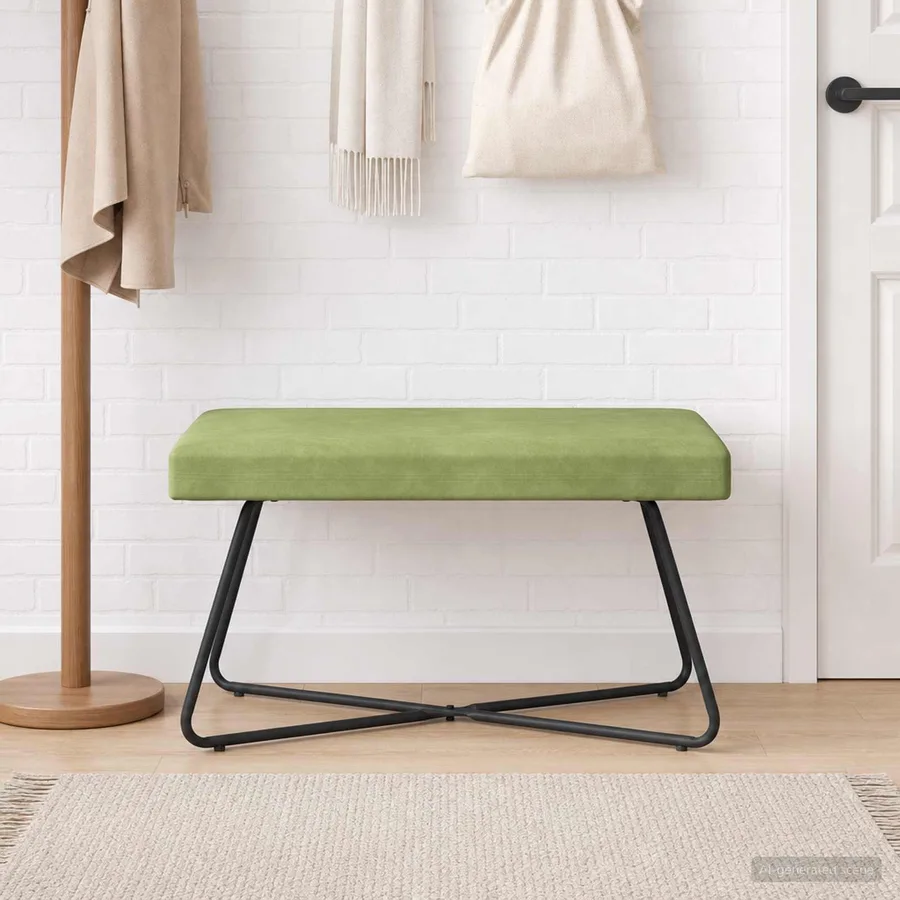 banc Vert clair 80 x 40 x 45 cm Velours - 4