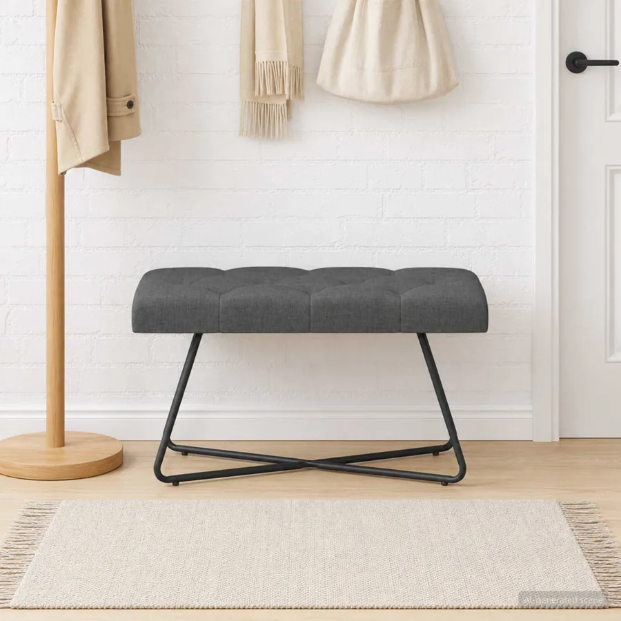Banc avec capitonnage bouton Gris foncé 80 x 40 x 46 cm Tissu