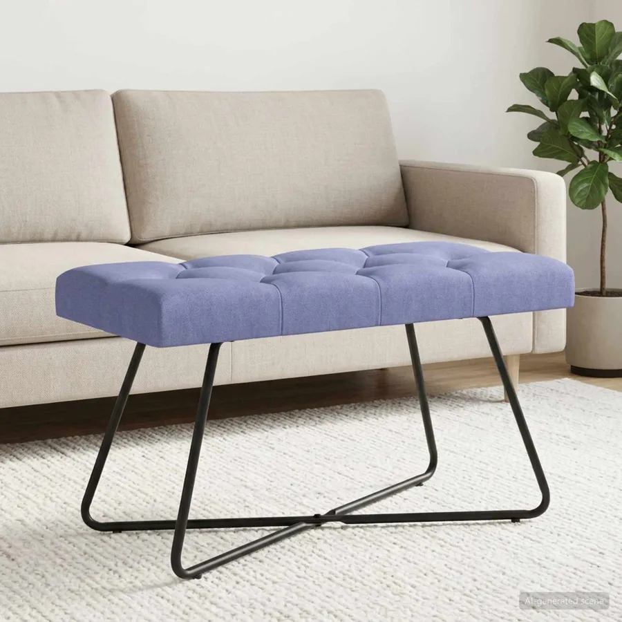 Banc avec capitonnage bouton Bleu denim 80 x 40 x 46 cm Tissu - 3