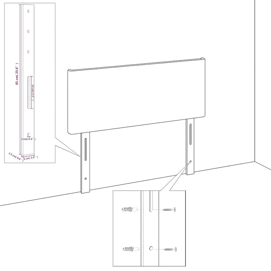 Tête de lit avec oreilles Bleu foncé 93x23x118/128 cm Velours - 7