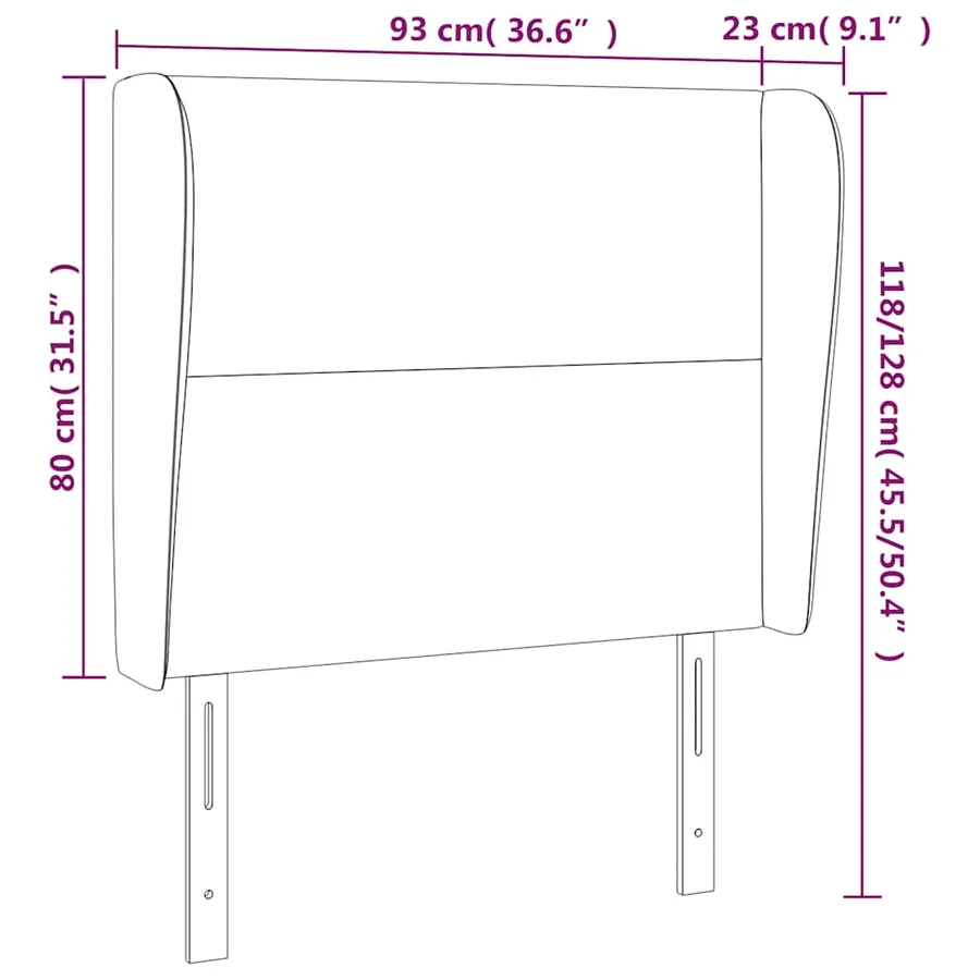 Tête de lit avec oreilles Bleu foncé 93x23x118/128 cm Velours - 9