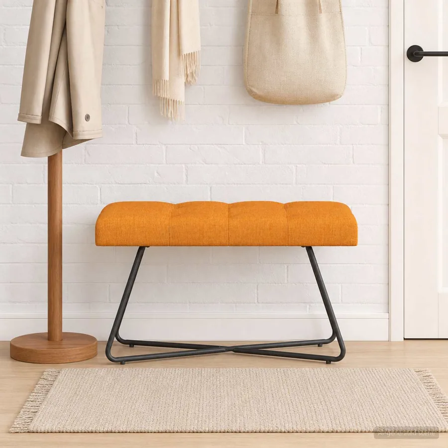 Banc avec capitonnage bouton Jaune foncé 80 x 40 x 46 cm Tissu