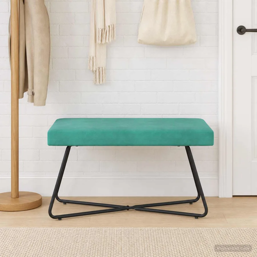 banc Turquoise 80 x 40 x 45 cm Velours - 3