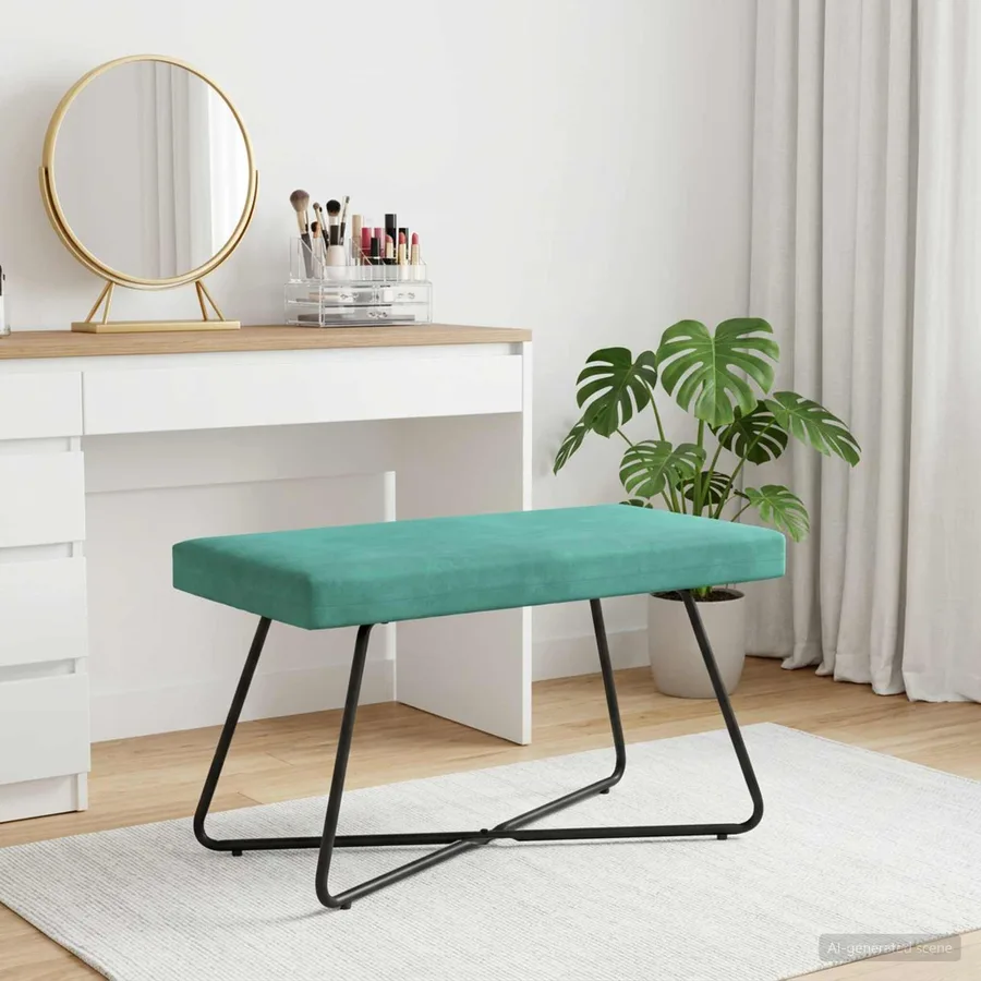 banc Turquoise 80 x 40 x 45 cm Velours - 4