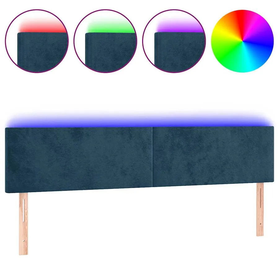 Tête de lit à LED Bleu foncé 180x5x78/88 cm Velours - 2