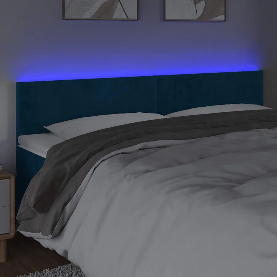 Tête de lit à LED Bleu foncé 180x5x78/88 cm Velours - 3