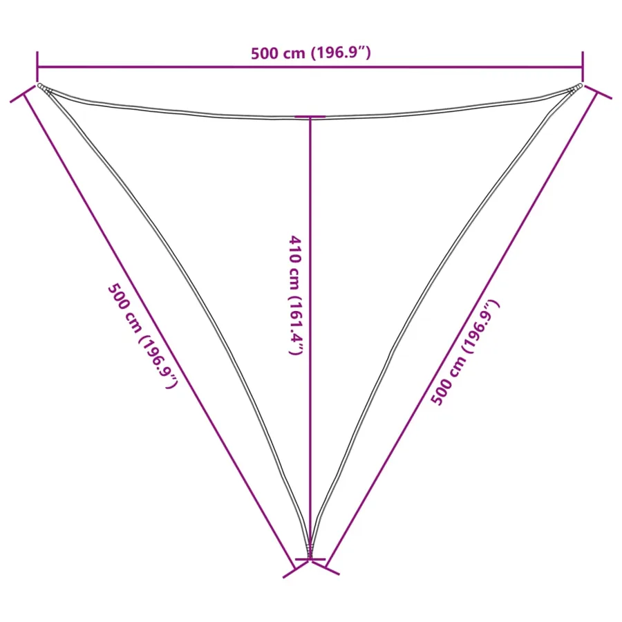 Voile de parasol tissu oxford triangulaire 5x5x5 m crème - 10
