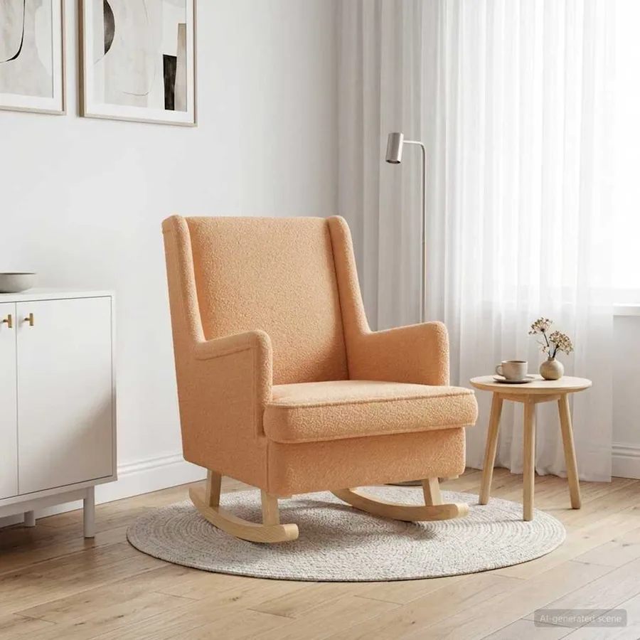 Chaise à bascule Beige 62 x 80 x 85 cm Bouclé - 3