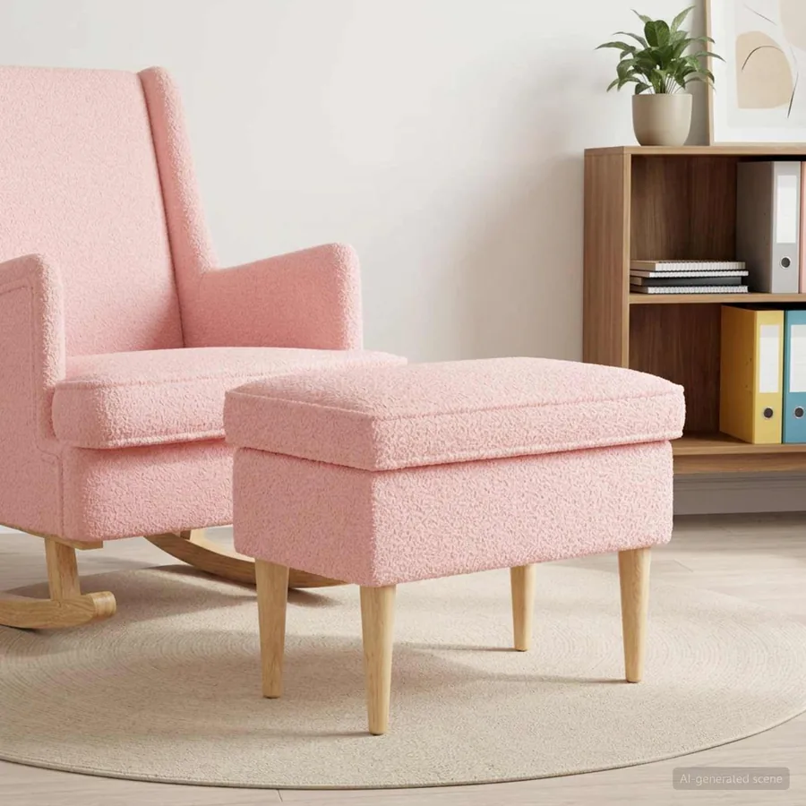 Pouf Rose 55 x 35 x 41 cm Bouclé