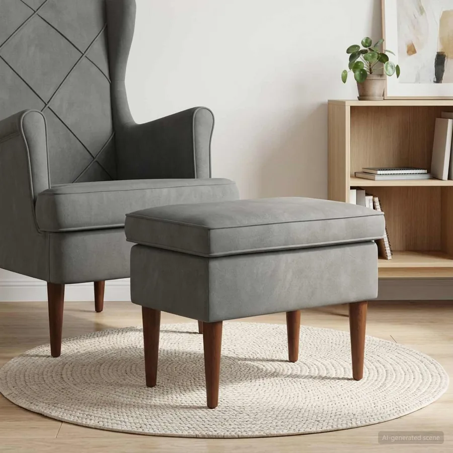 Pouf Gris foncé 55 x 35 x 41 cm Velours
