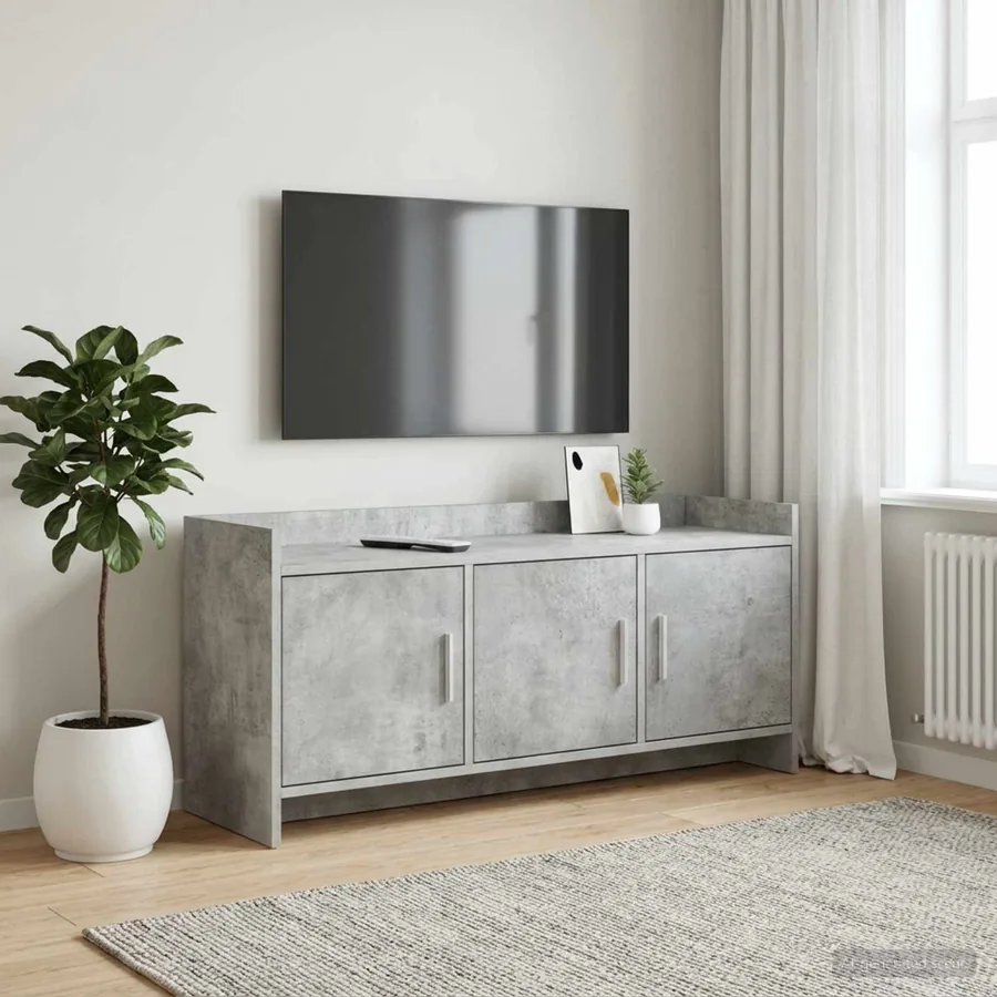 Meuble TV 102 x 33 x 47 cm Gris béton Bois d'ingénierie