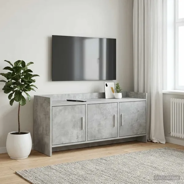 Meuble TV 102 x 33 x 47 cm Gris béton Bois d'ingénierie