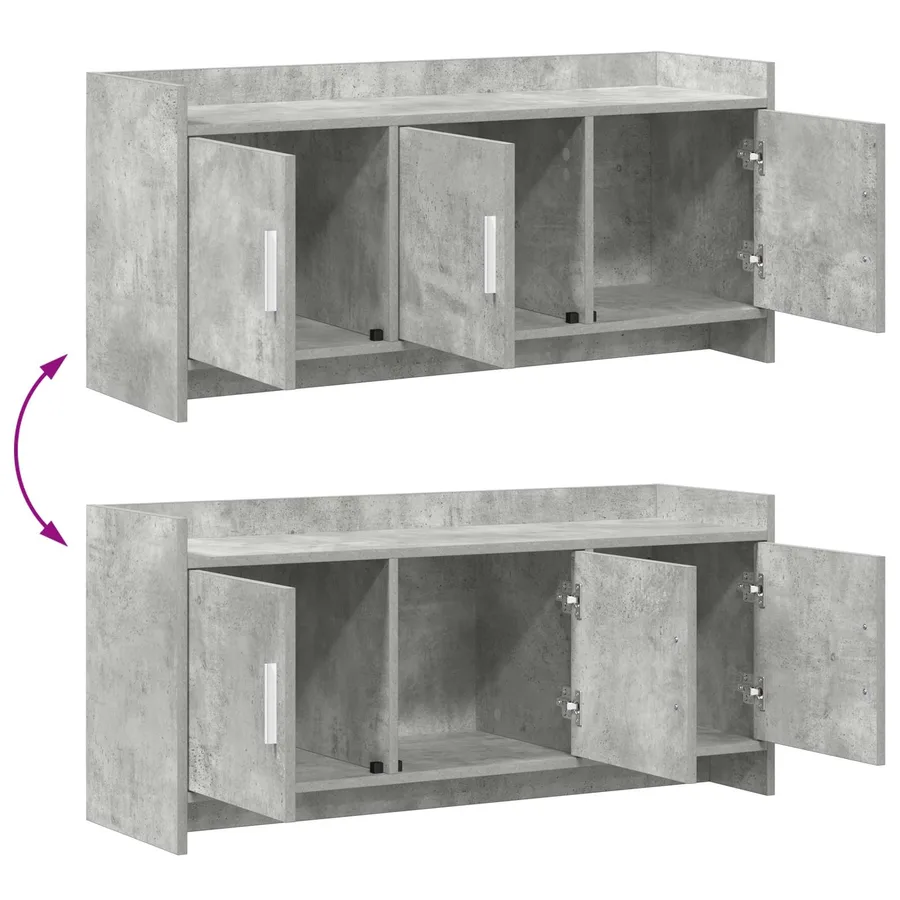 Meuble TV 102 x 33 x 47 cm Gris béton Bois d'ingénierie - 9