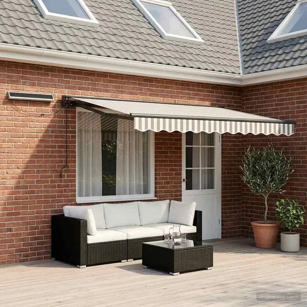 Auvent rétractable électrique Gris clair et blanc 4 × 3 m
