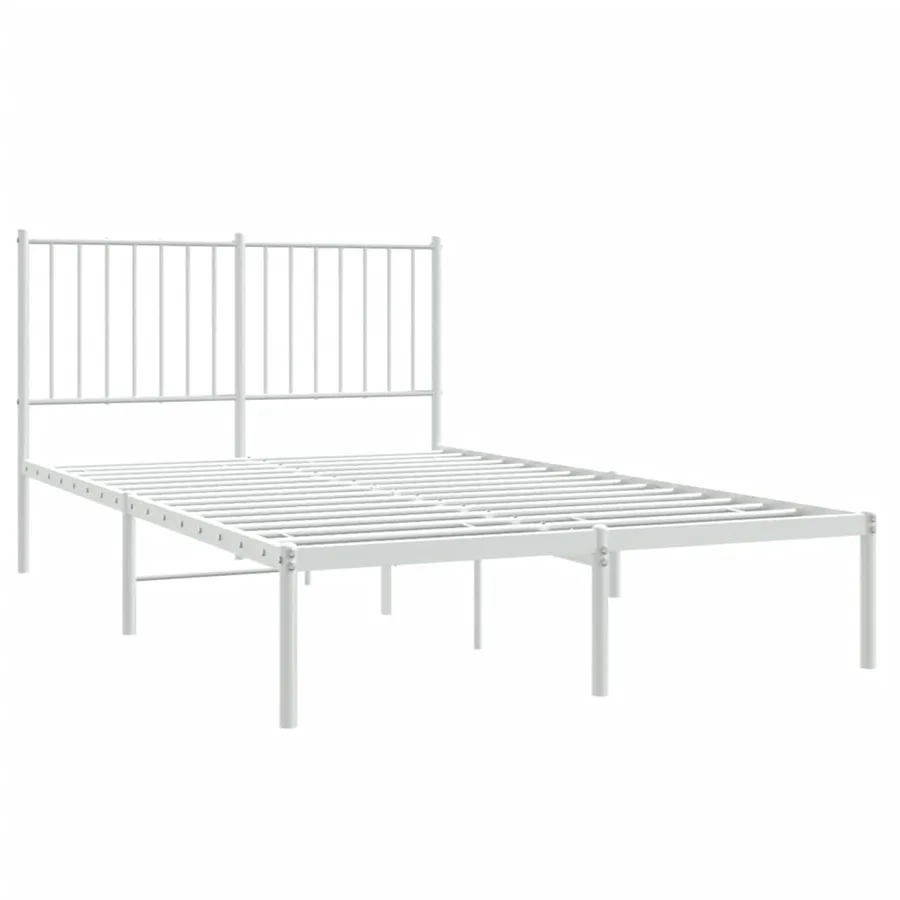 Cadre de lit métal sans matelas et tête de lit blanc 120x200 cm - 3