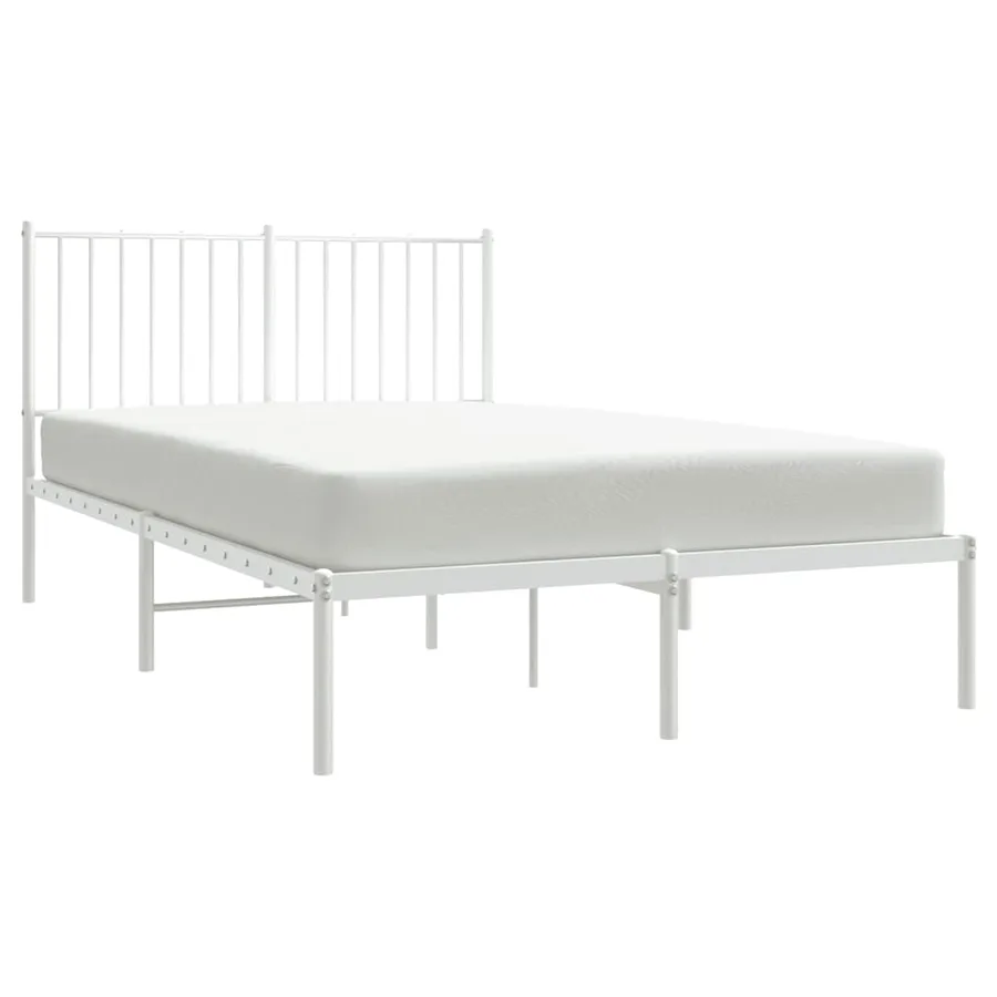 Cadre de lit métal sans matelas et tête de lit blanc 120x200 cm - 4