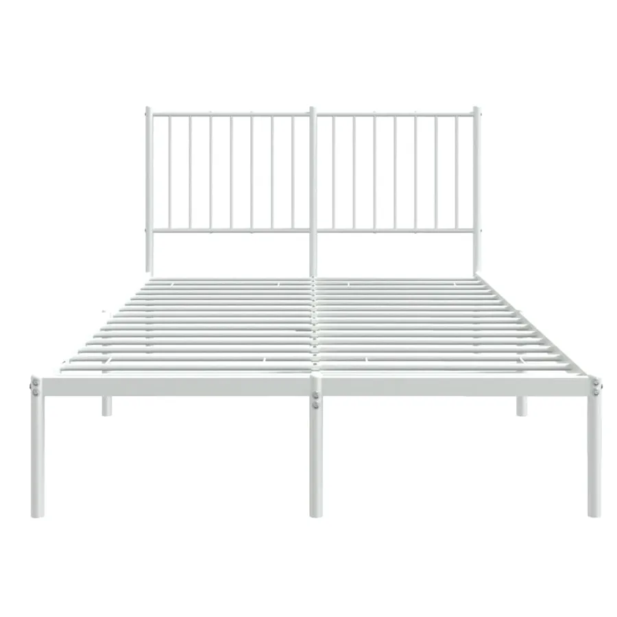 Cadre de lit métal sans matelas et tête de lit blanc 120x200 cm - 5