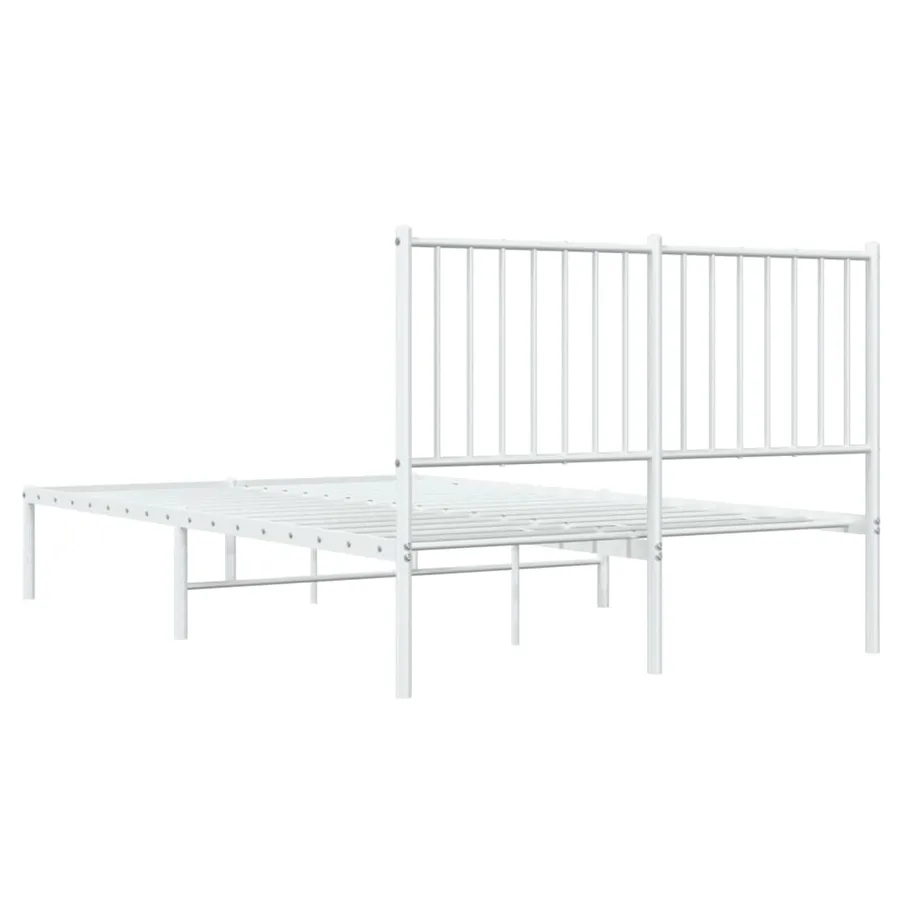 Cadre de lit métal sans matelas et tête de lit blanc 120x200 cm - 7