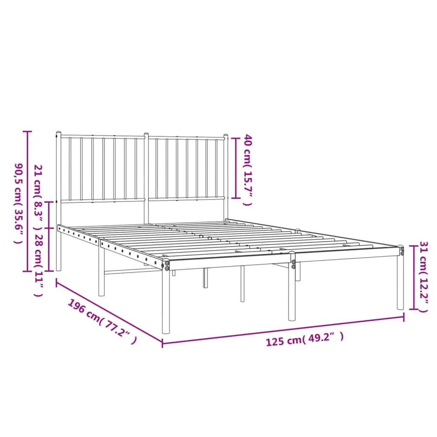 Cadre de lit métal sans matelas et tête de lit blanc 120x200 cm - 9