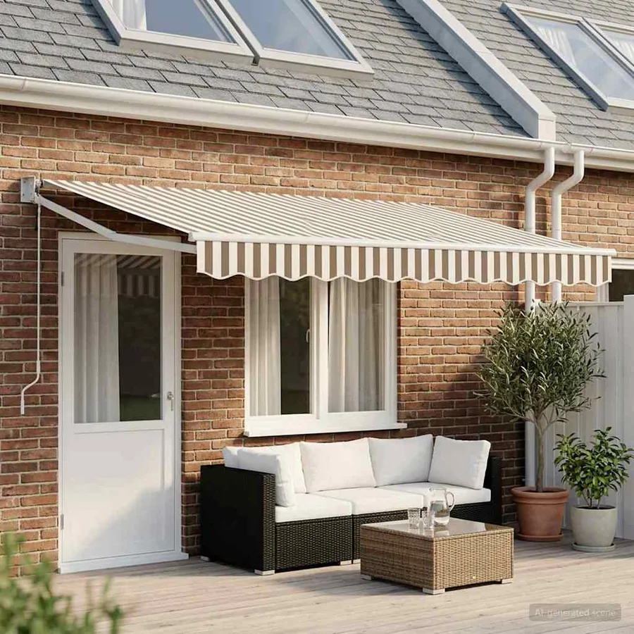 Auvent rétractable Gris clair et blanc 4 × 3 m