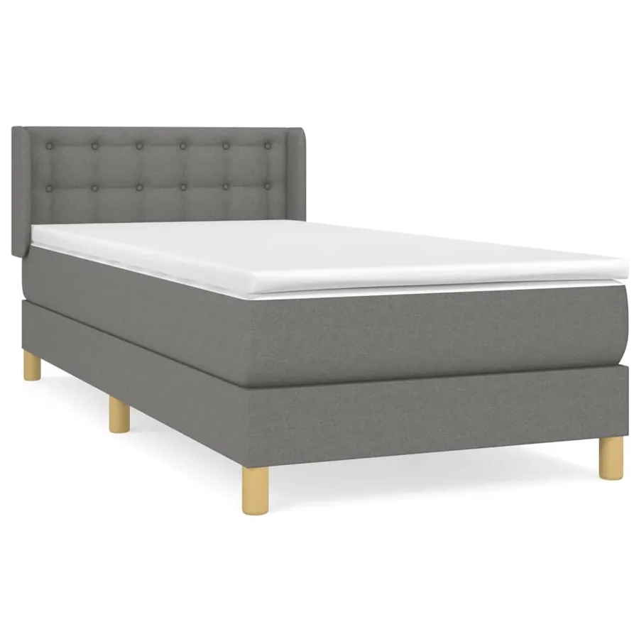 Sommier à lattes de lit avec matelas Gris foncé 100x200cm Tissu - 2