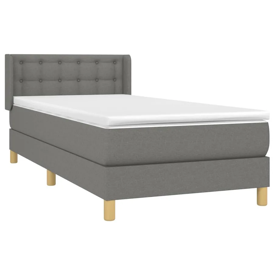 Sommier à lattes de lit avec matelas Gris foncé 100x200cm Tissu - 3