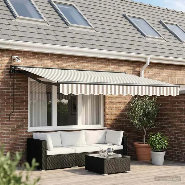 Auvent rétractable électrique Gris clair et blanc 2,5 x 2 m