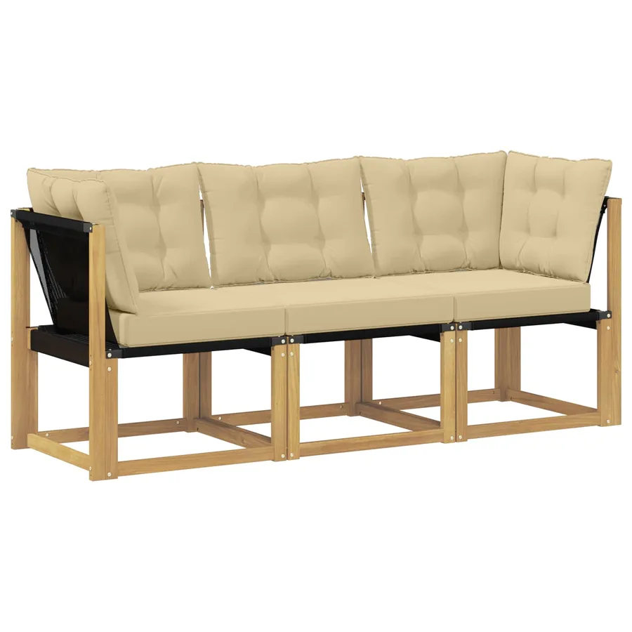 Canapé d’extérieur milieu et coin avec coussin 3 Pièce Blanc - 2