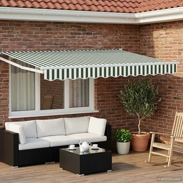 Store rétractable manuel avec LEDs Vert et blanc 3 x 2 m