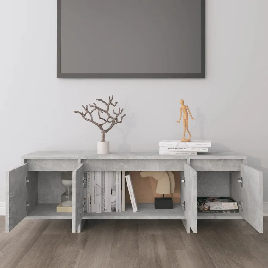 Meuble TV gris béton 120x30x40,5 cm bois d'ingénierie - 3
