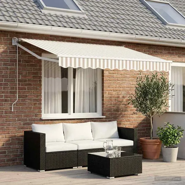 Auvent rétractable Gris clair et blanc 3,5 x 2 m
