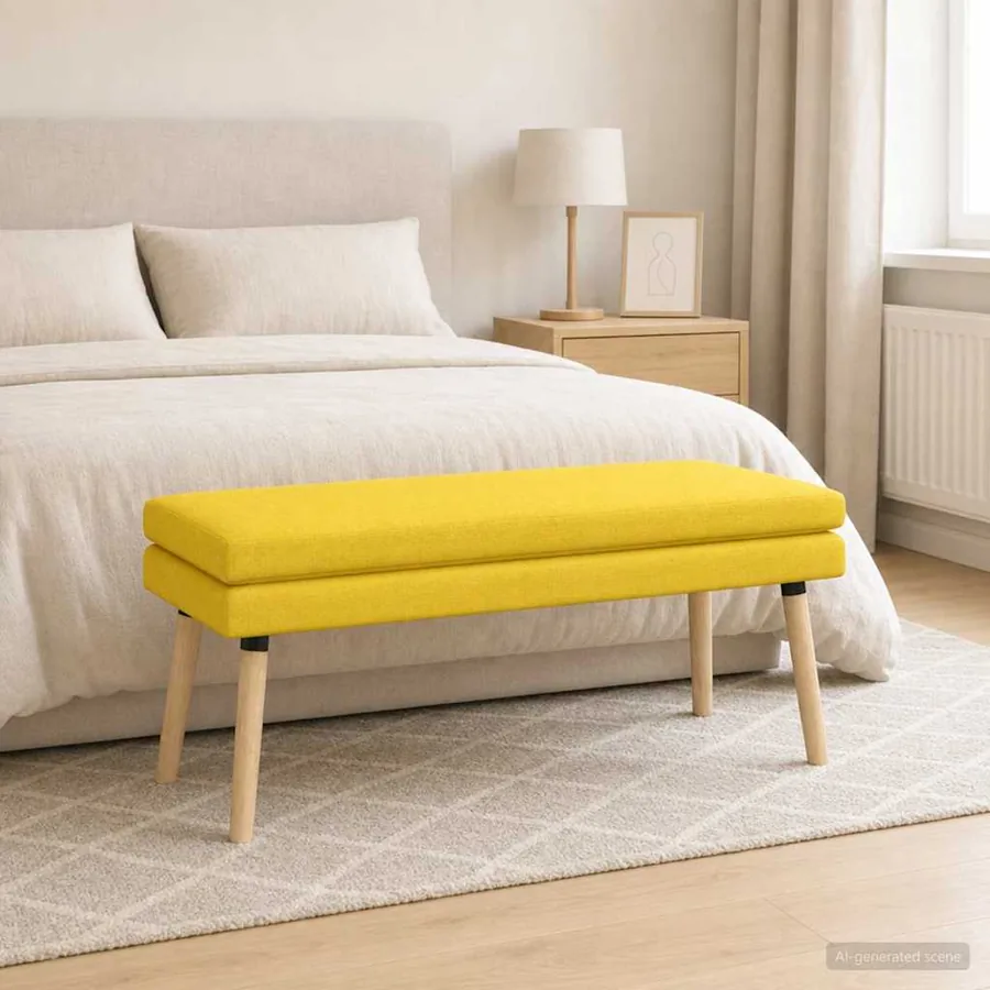 Banc à double couche Jaune clair 110 x 40 x 47 cm Tissu