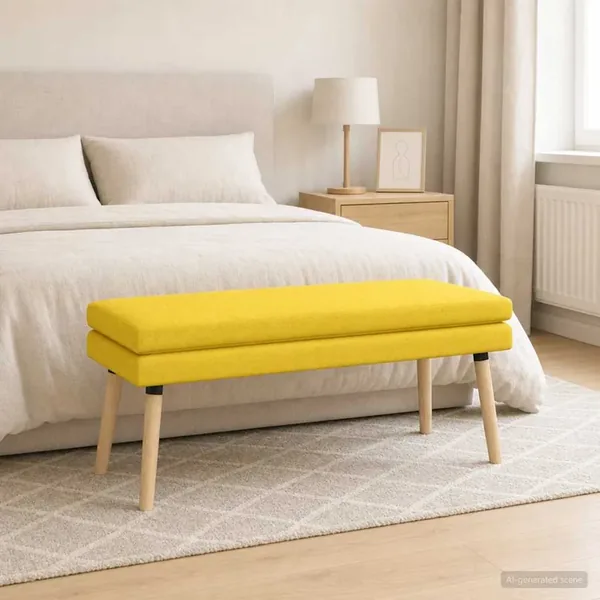 Banc à double couche Jaune clair 110 x 40 x 47 cm Tissu