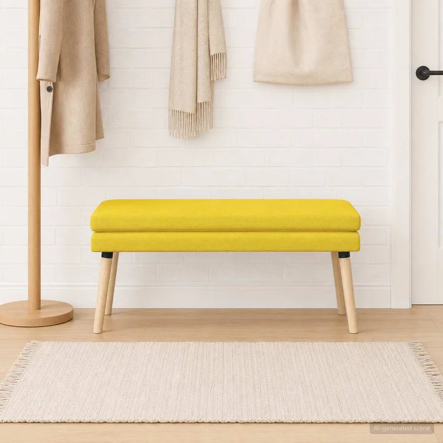 Banc à double couche Jaune clair 110 x 40 x 47 cm Tissu - 4