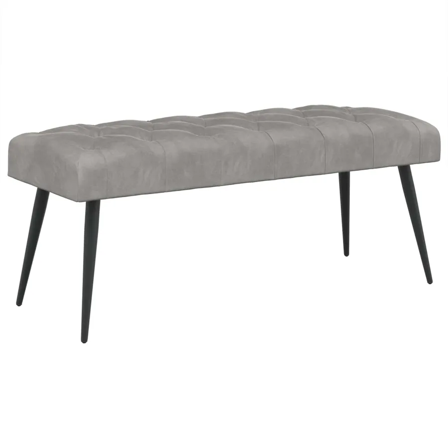Banc avec capitonnage bouton Gris clair 110 x 40 x 46 cm - 2