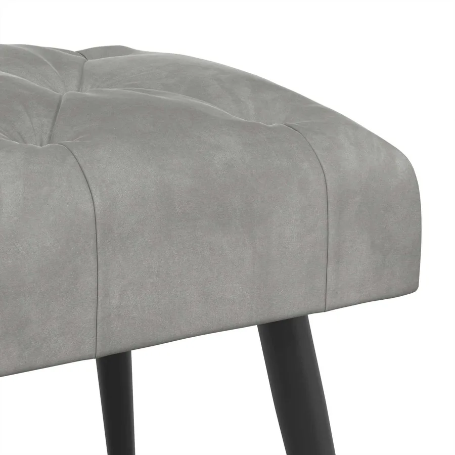 Banc avec capitonnage bouton Gris clair 110 x 40 x 46 cm - 6